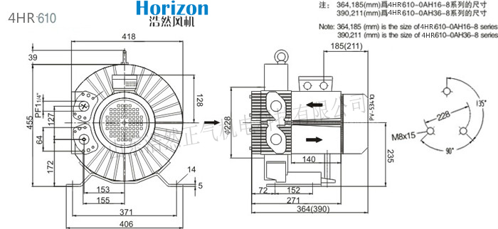 高压差浩然漩涡气泵4HR610尺寸图
